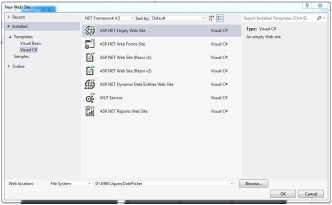 Asp.Net Empty Web Site